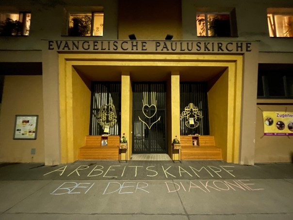 Protest gegen die Kündigung bei der Diakonie