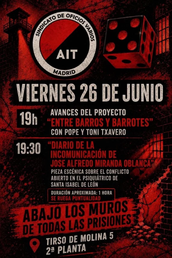 26 de junio 2026 | Jornadas Abajo los muros de todas las prisiones