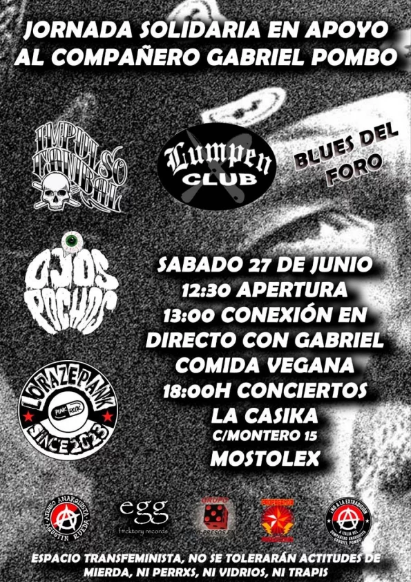 27 de junio de 2026 en La Casika | Jornada de solidaridad con Gabriel Pombo