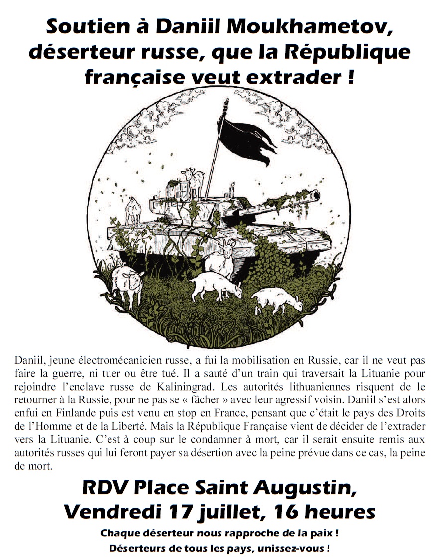 Vendredi 17 juillet, 16 heures, place St Augustin PARIS :