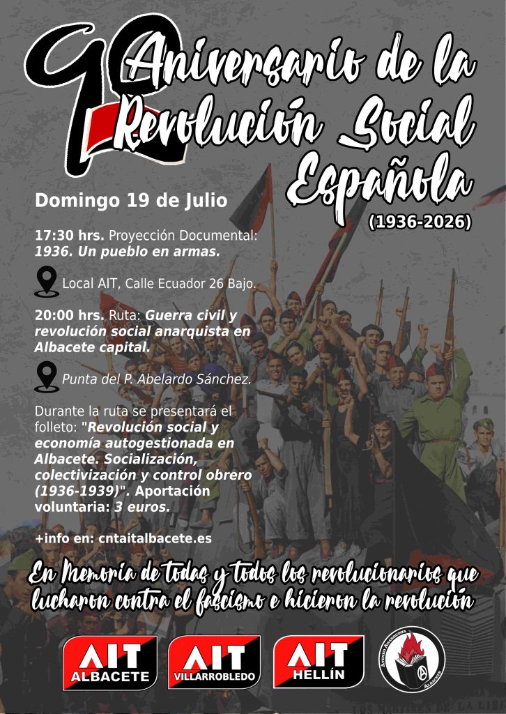 [Cultura] 19 Julio/ Jornada de Homenaje por el 90 Aniversario de la Revolución Social Española (1936-2026)