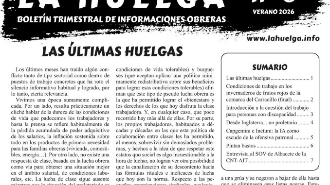 [Cultura] Sale a la calle La Huelga #8, Boletín Trimestral de Informaciones Obreras